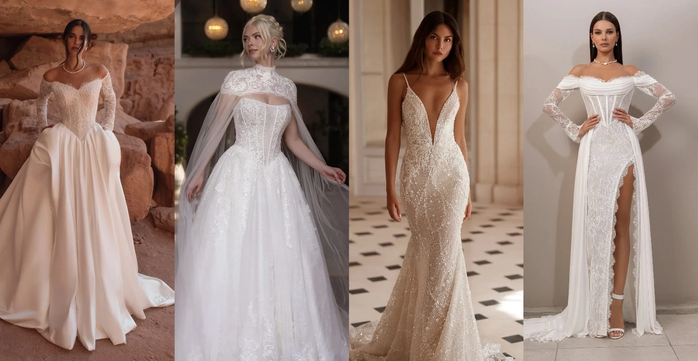 Photo of the models wearing bridal gowns - Desktop Image